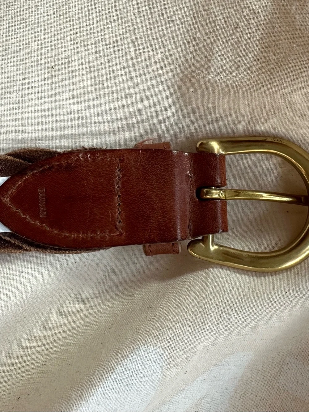 Vintage 90s Braided Leather Belt with Solid Brass Buckle Boho Preppy Brown